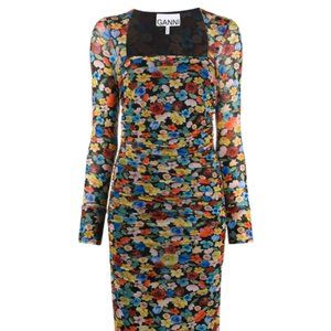 GANNI floral mesh dress
